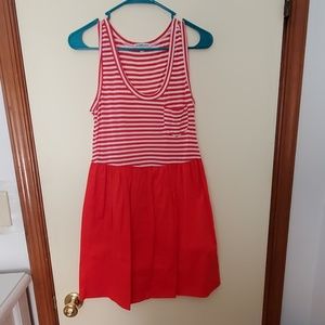 Red striped sleeveless dress
